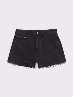 Abercrombie The Mom Short High Rise Black Denim, Size 23